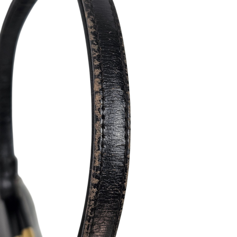 VNT 1970s black leather handbag purse snap lock frame fair condition - Picture 8 of 14